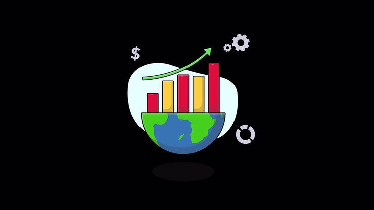 Animated Global Business Growth Chart with Earth