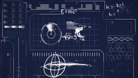 Animation-Mathematischer-Gleichungen-über-Schnittstelle-Zur-Datenverarbeitung-Vor-Blauem-Hintergrund