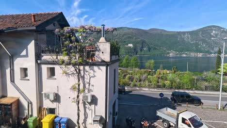 panoramic view of varenna with mountains