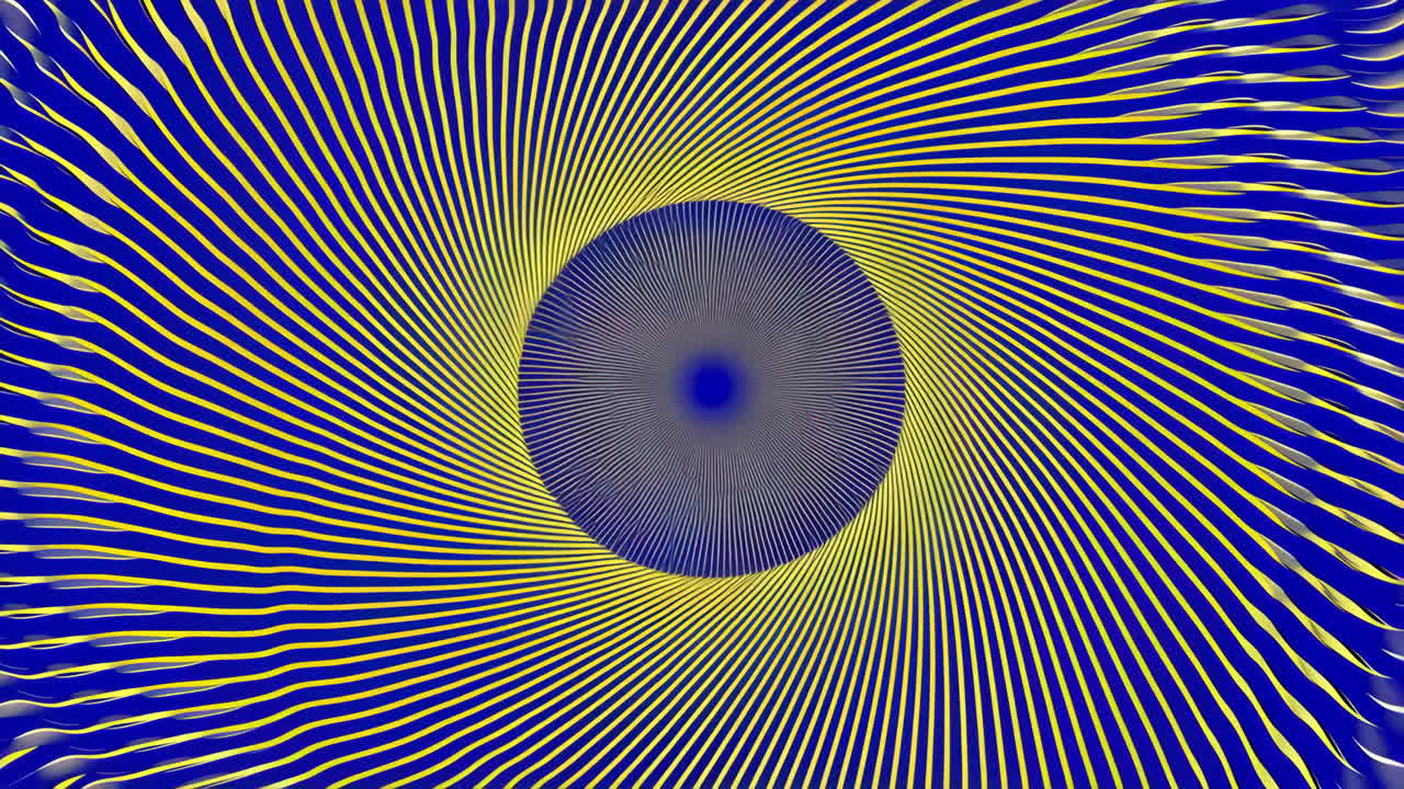 Hypnotic Blue and Yellow Spiral Optical Illusion
