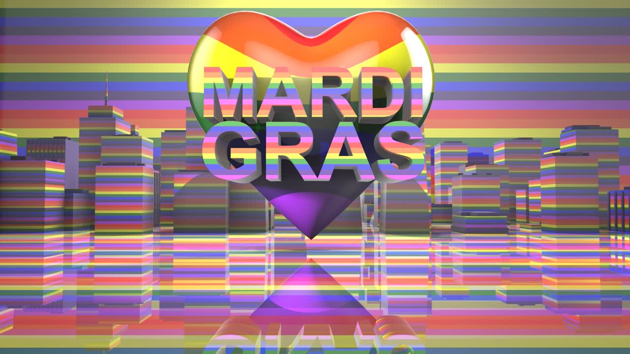 마디 그라스 게이 프라이드 lgbt 커뮤니티 그래픽 타이틀 3d 렌더링