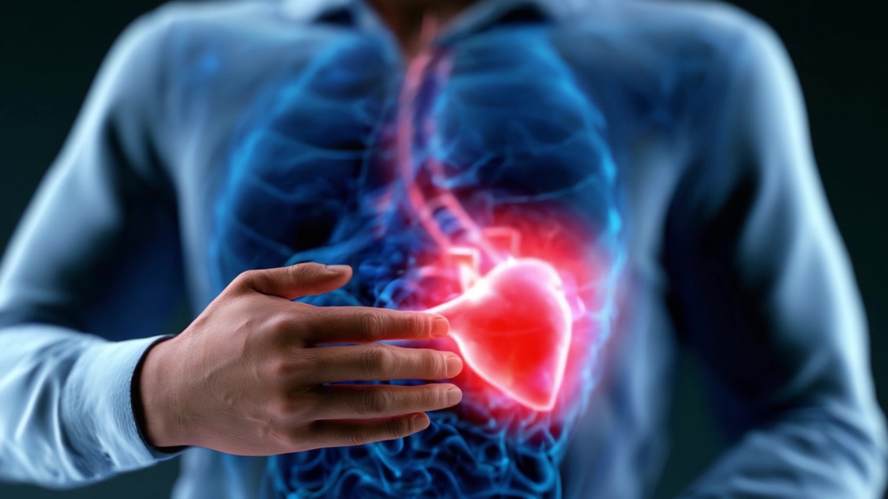 Visualizzazione Anatomica dei Sistemi Digestivo e Cardiovascolare Umani: Una Riflessione Dettagliata sulle Funzioni Interconnesse dello Stomaco e del Cuore