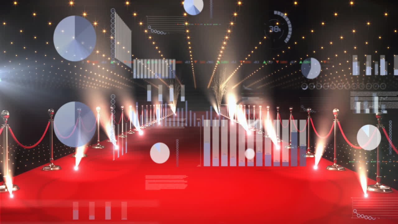 스포트라이트와 로프를 가진 레드 카 이벤트에 대한 차트 및 그래프 애니메이션