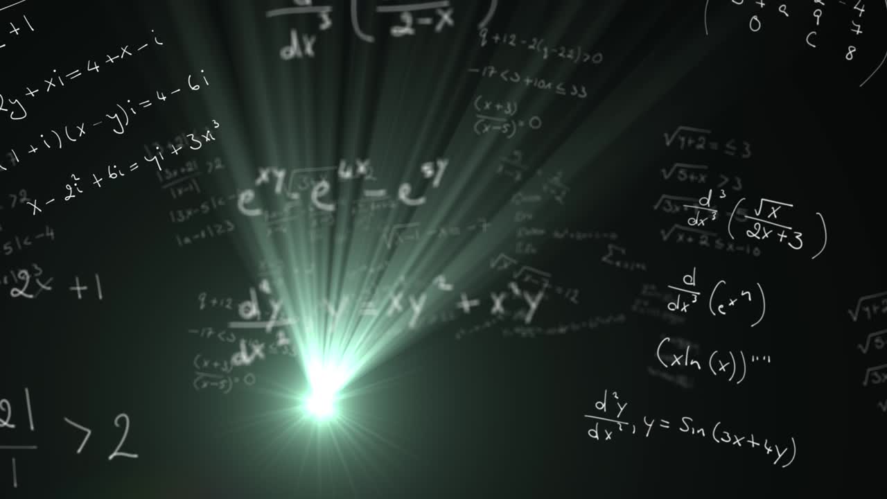 Animazione di equazioni matematiche su sfondo nero