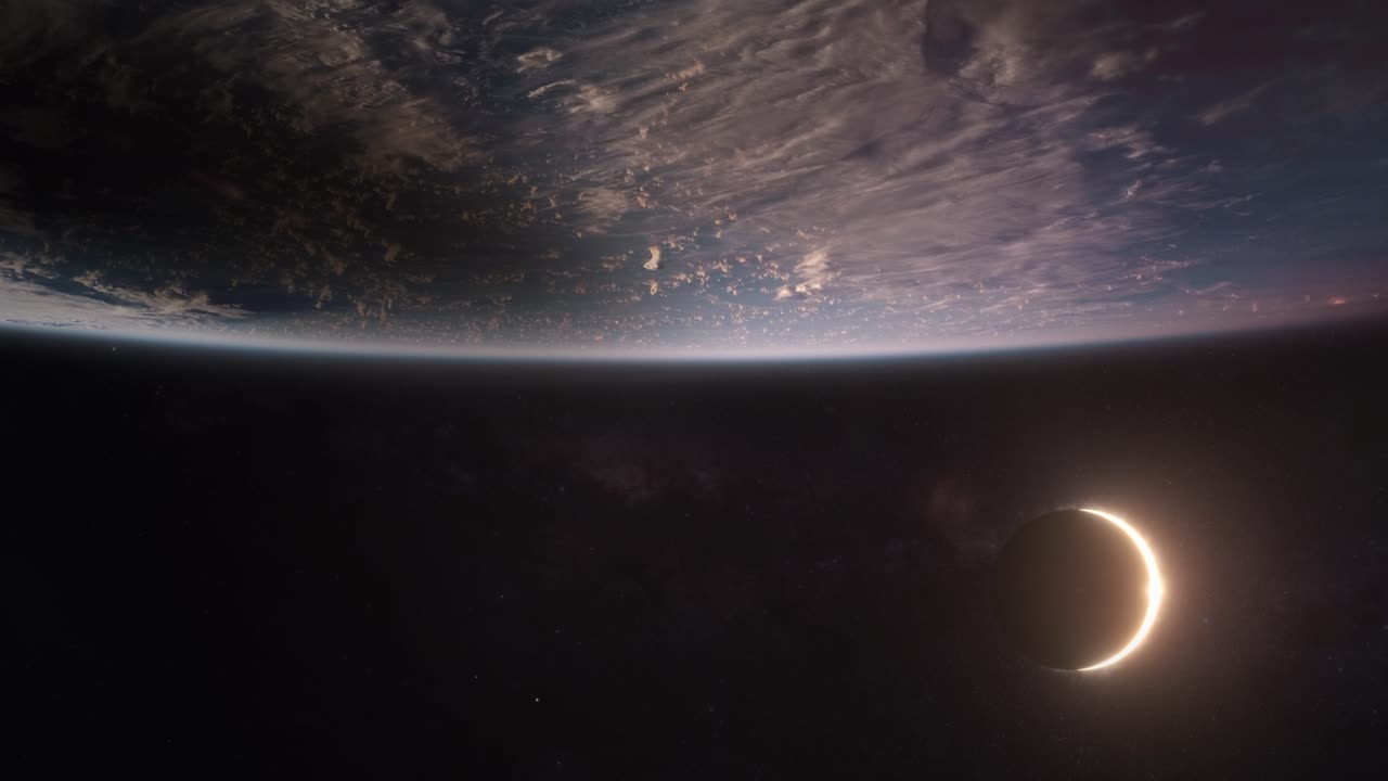 eclipse solar visto desde la órbita de la tierra