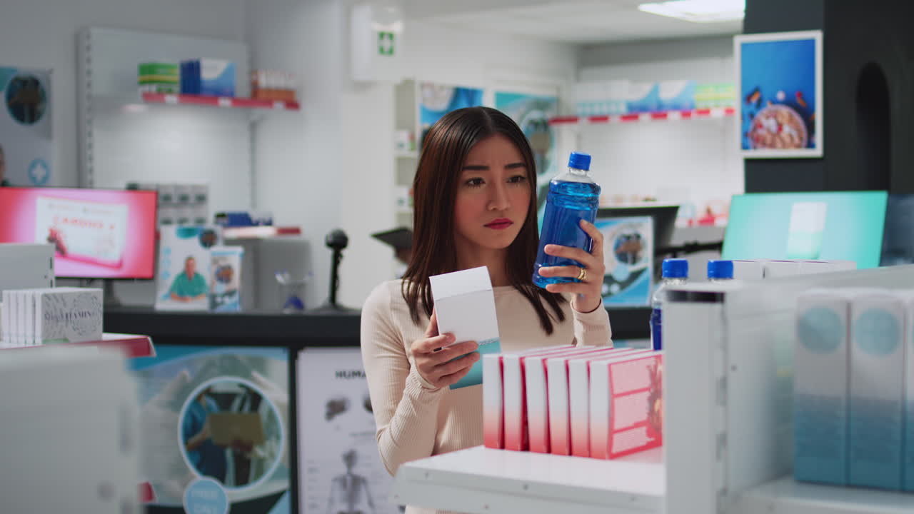 Woman shopping for medicine in a pharmacy