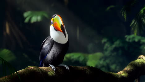 a toucan perched on a branch in a jungle