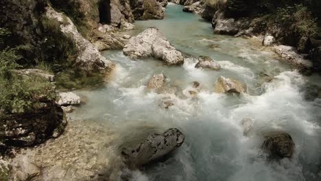 fast white river flowing towards the camera