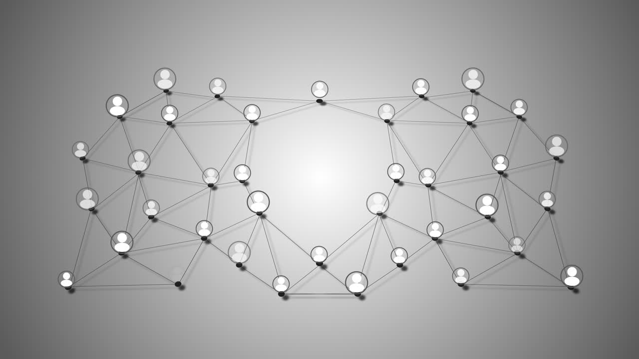 Connessione persone online, internet, social networking, concetto di cyberspazio, animazione icone, profili