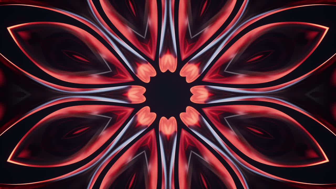 abstracto patrón de caleidoscopio de neón brillante, representación en 3d.