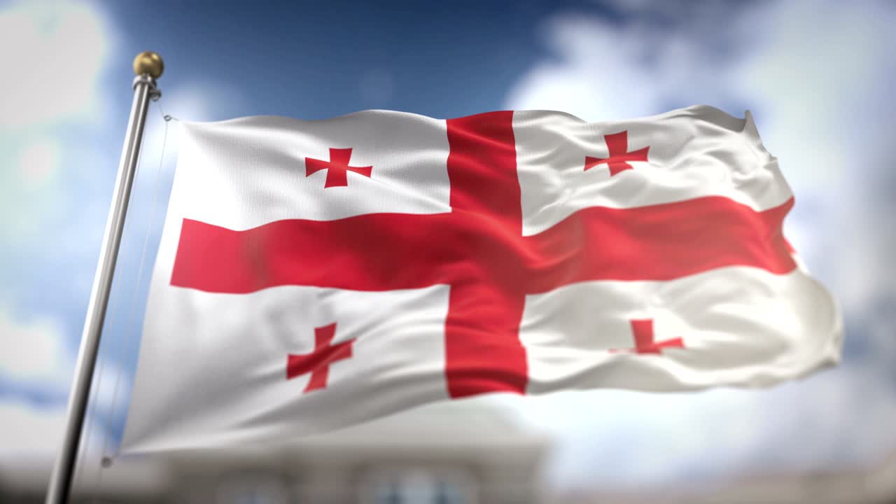 조지아 발을 흔들고 있는 느린 동작 3d 렌더링 파란 하늘 배경 - 원활한 루프 4k