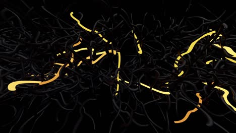 3d abstract looped background with neon light, multicolored flashes of light bulbs of unusual shapes. curved lines flash bright in the dark. vj loop motion design bg.
