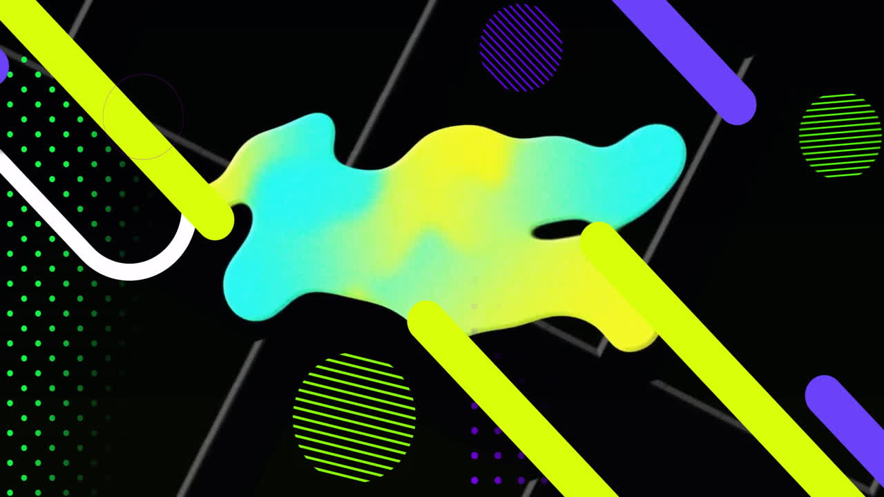 animación de formas coloridas sobre un fondo negro