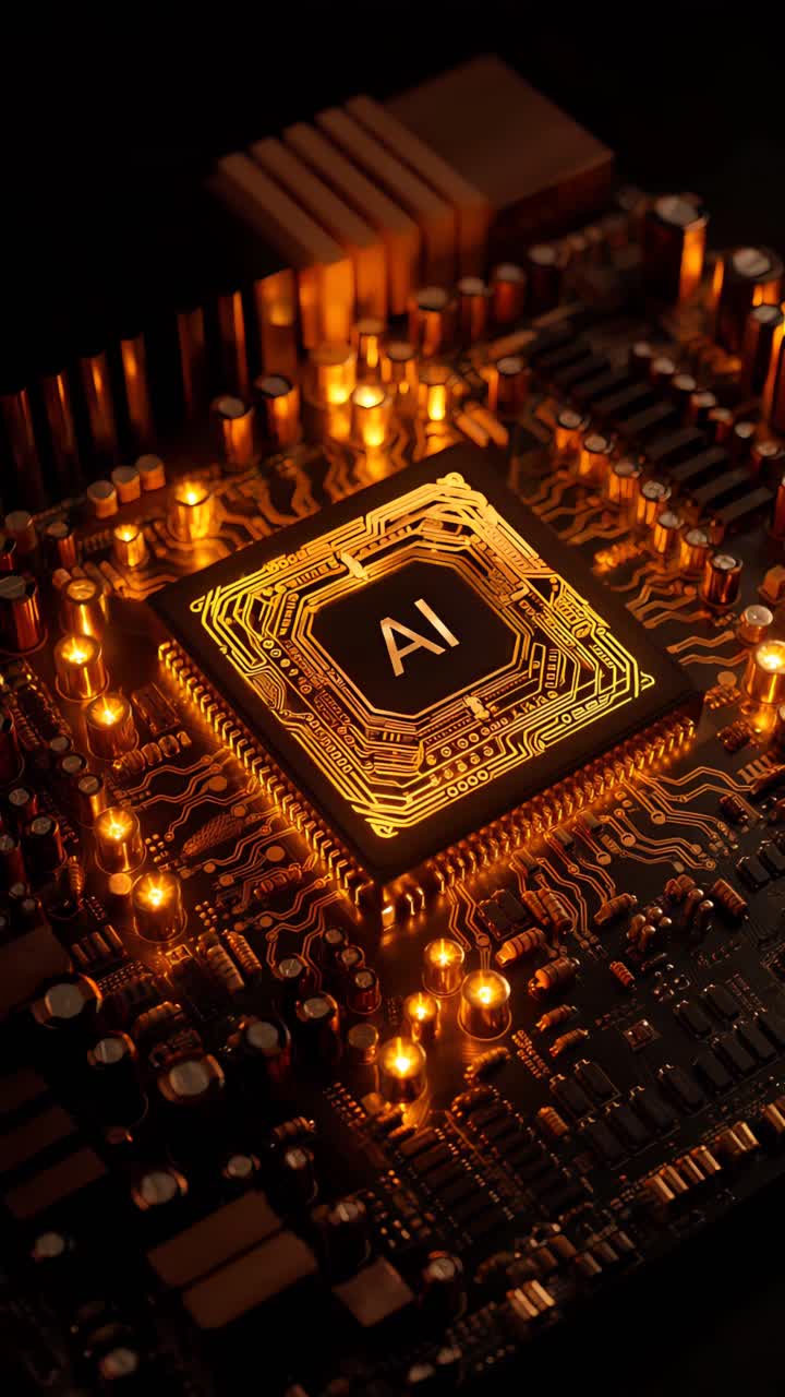 Futuristic AI Chip Motherboard Technology Background 4K
