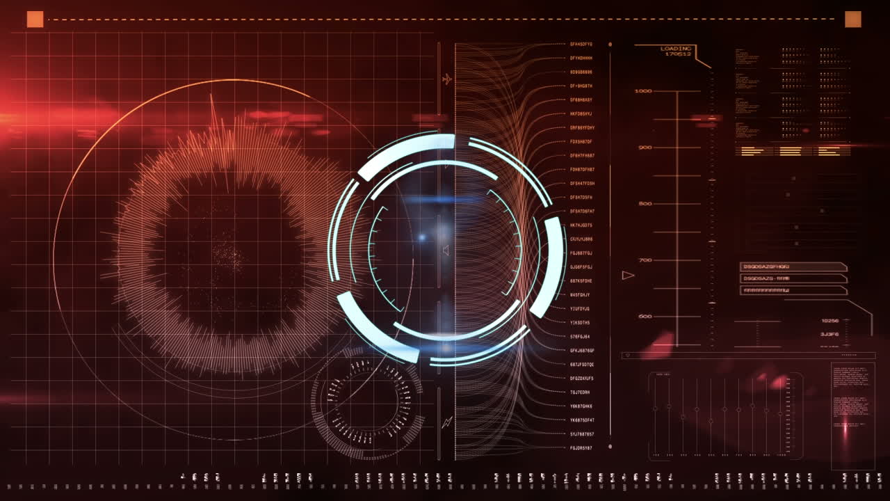 animación del escaneo del alcance sobre el procesamiento de datos en la pantalla