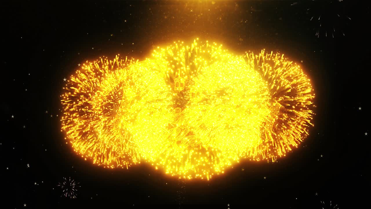 Ramadan Kareem Graphic Design with Fireworks