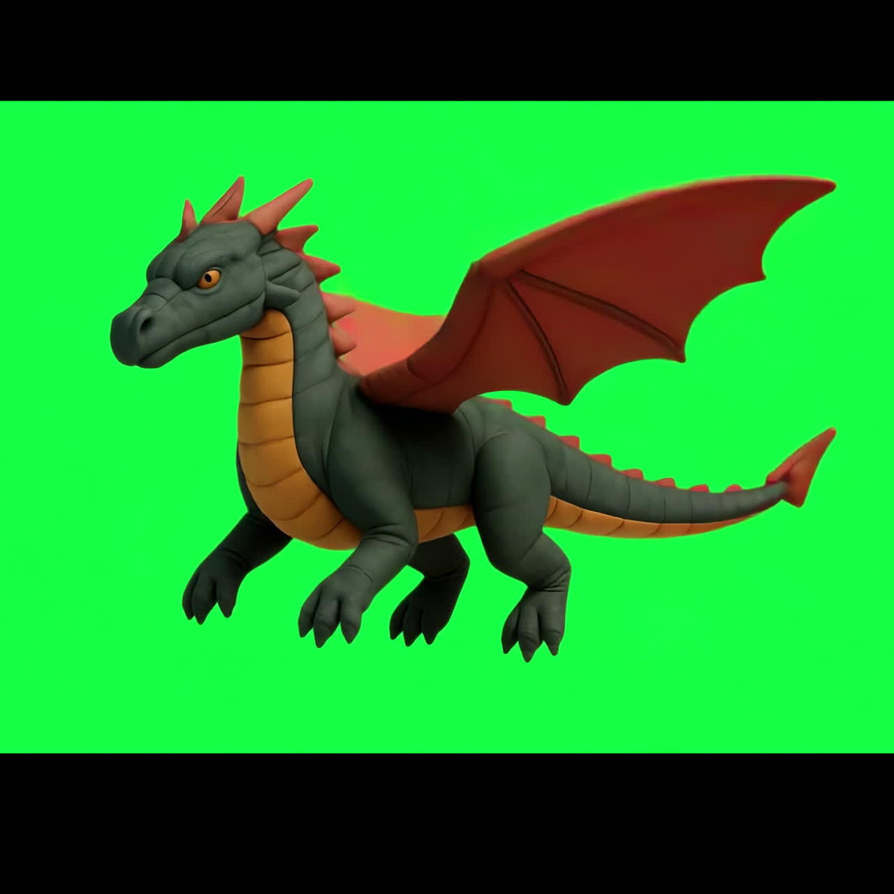 Colorful dragon toy figurine animation isolated asset, transparent 4K video, alpha channel, ProRes