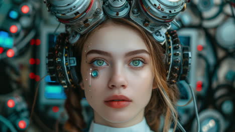 tecnología femenina con auriculares vr en hecho con ai