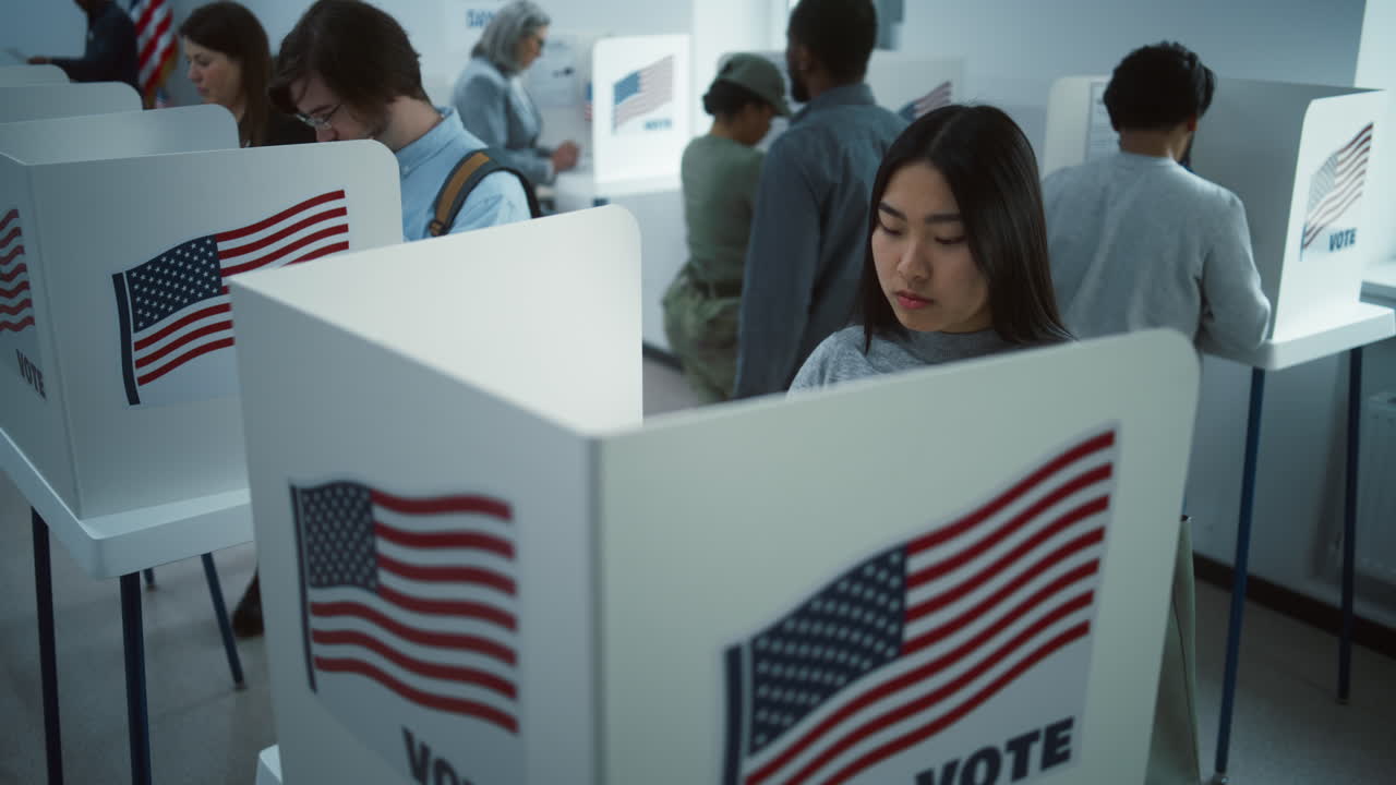 People Voting in a Polling Place