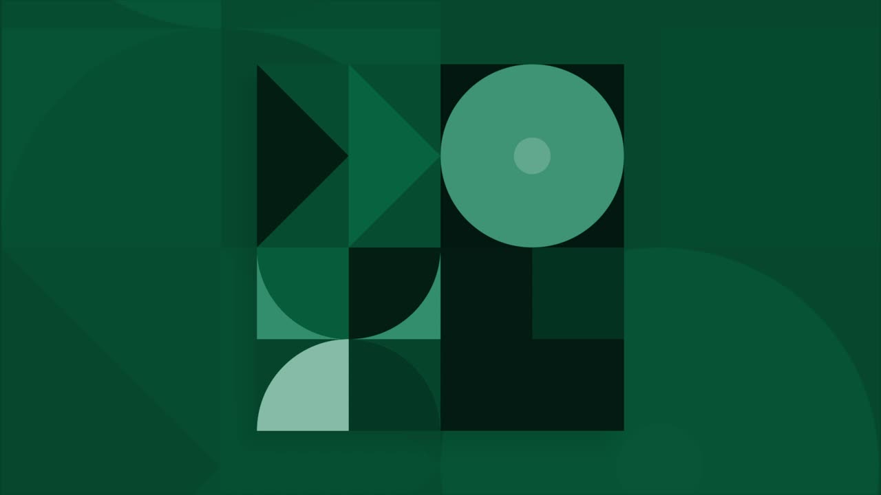 Abstract Geometric Design with Green and Black Shapes