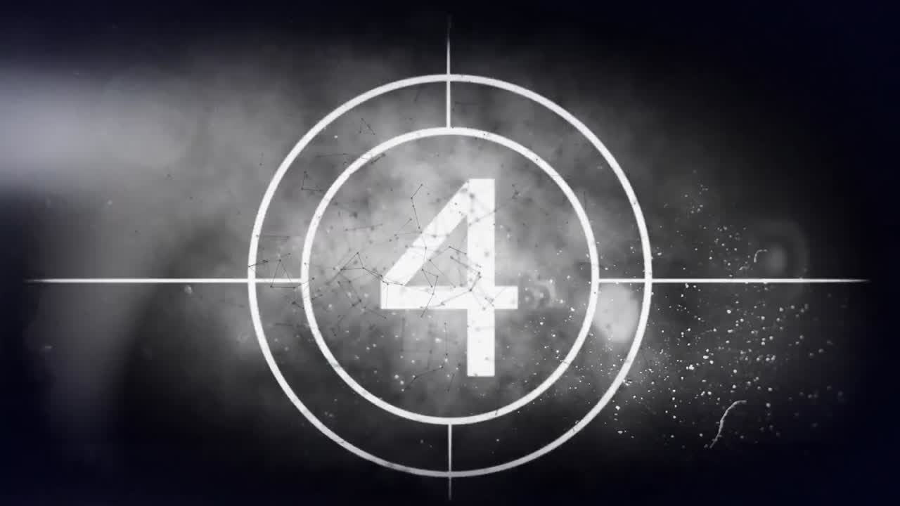Animation of countdown from 10 to 1 on black background