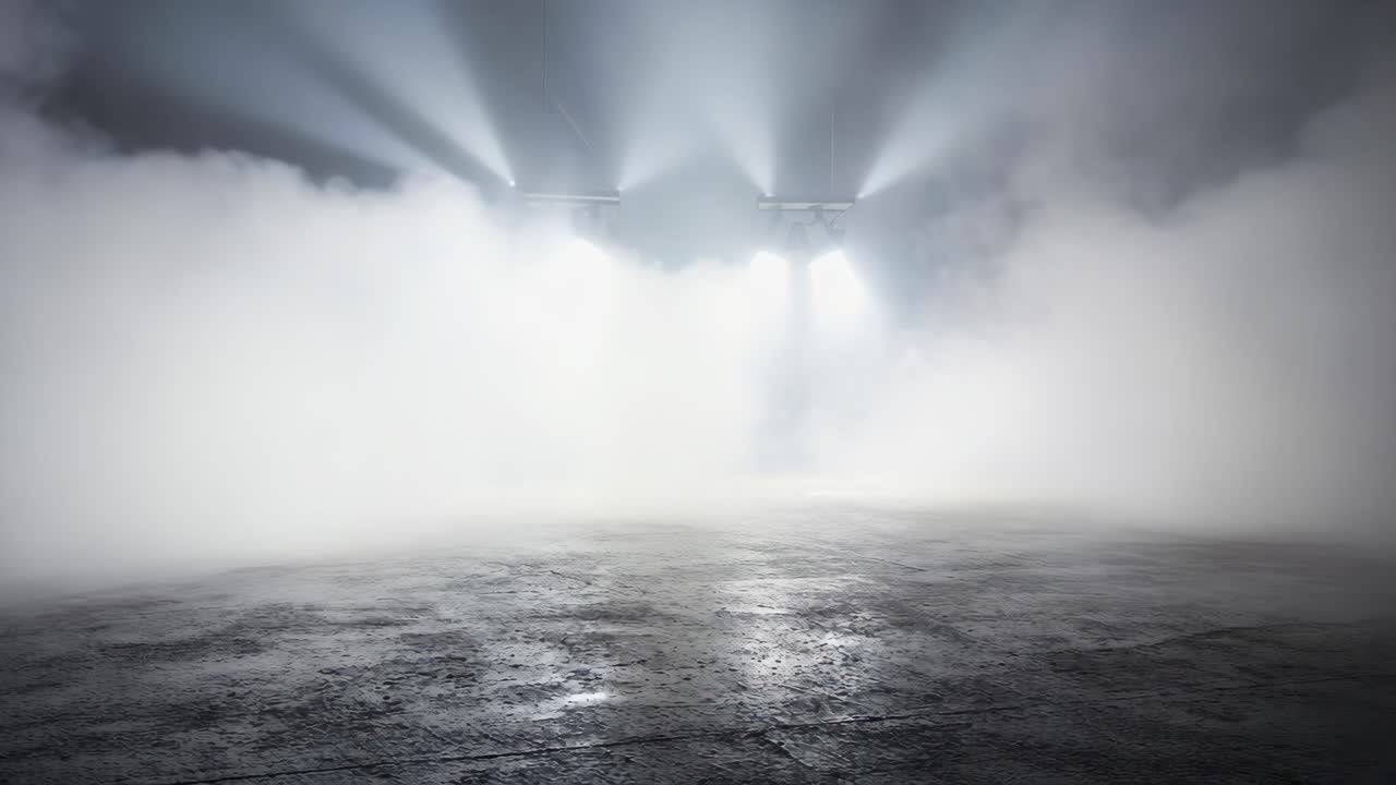 Foggy Stage with Bright Lights