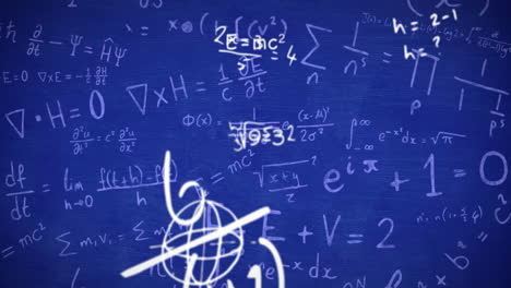 Animation-of-mathematical-data-processing-over-blue-background