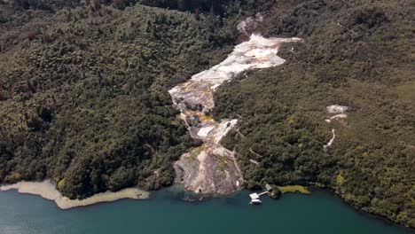 aerial overview of beautiful thermal area and geothermal park, orakei korako, new zealand