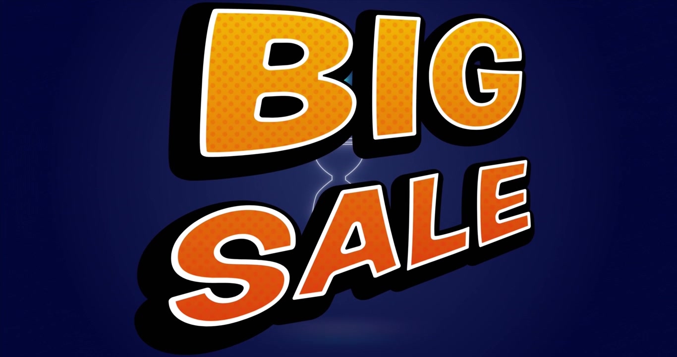 Animation of big sale text over hourglass