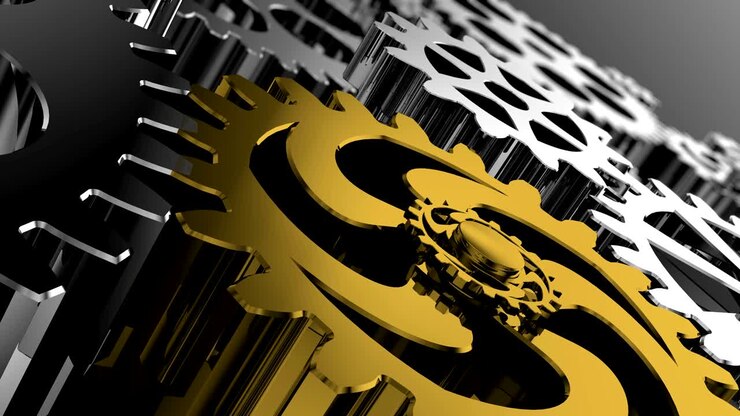 Gears Concept Connecting mechanism. Industrial futuristic background
