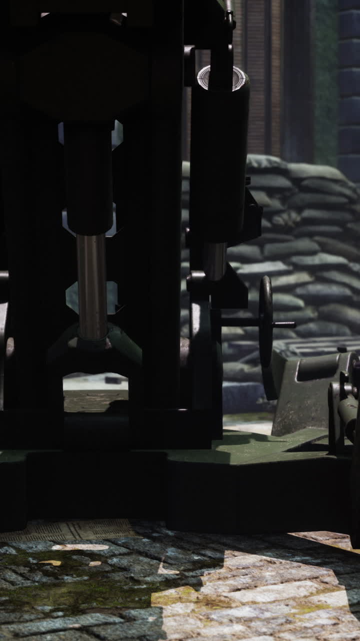 군용 포병 장비의 근접 촬영