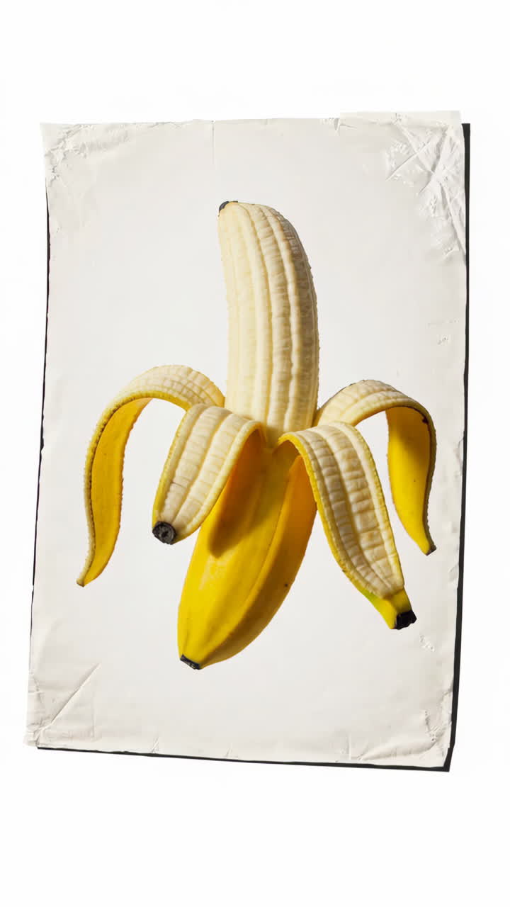 Plátano pelado sobre fondo blanco