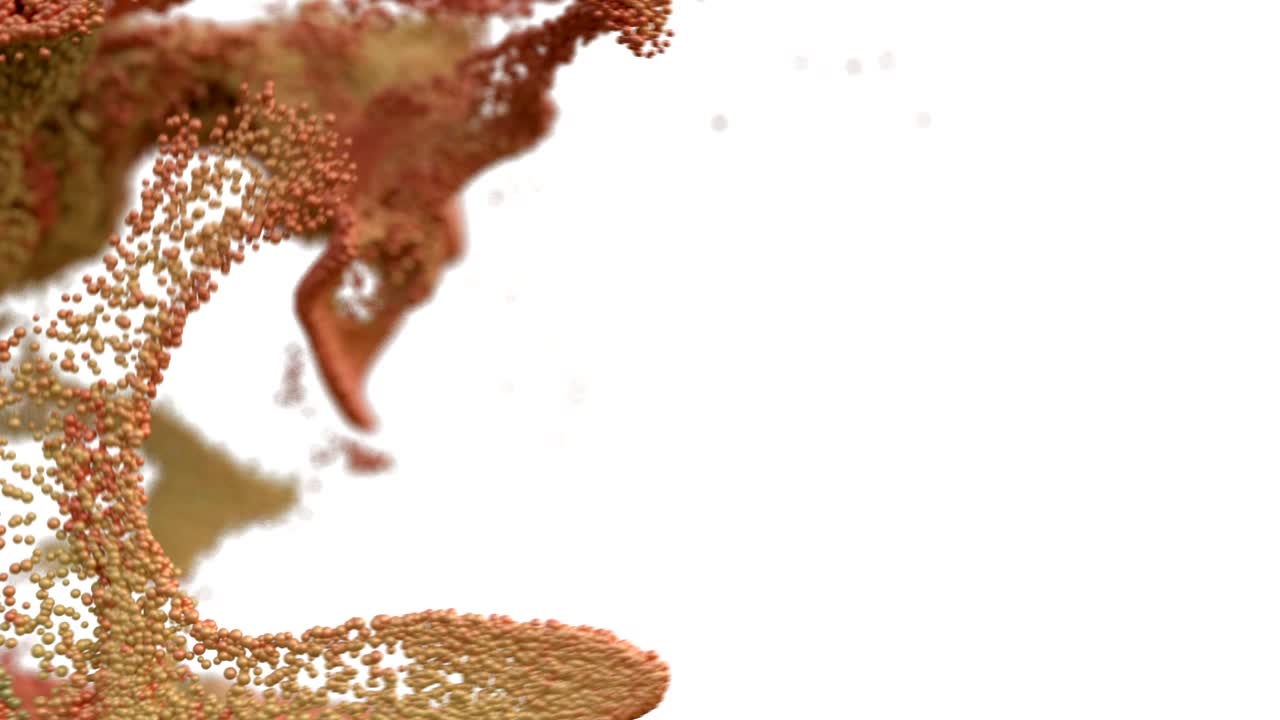 추상적인 구들이 액체처럼 프레임을 가로질러 움직입니다.