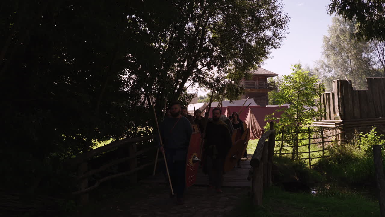 Medieval Soldiers on a Bridge