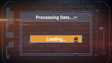 animación del procesamiento de datos sobre la pared de ladrillo.