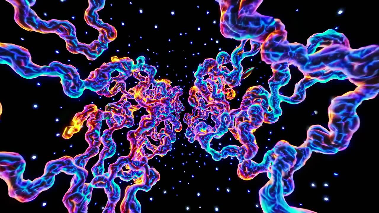 visualización 3d colorida de la estructura de una proteína