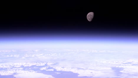 earth seen from space. moon in background. nasa public domain imagery