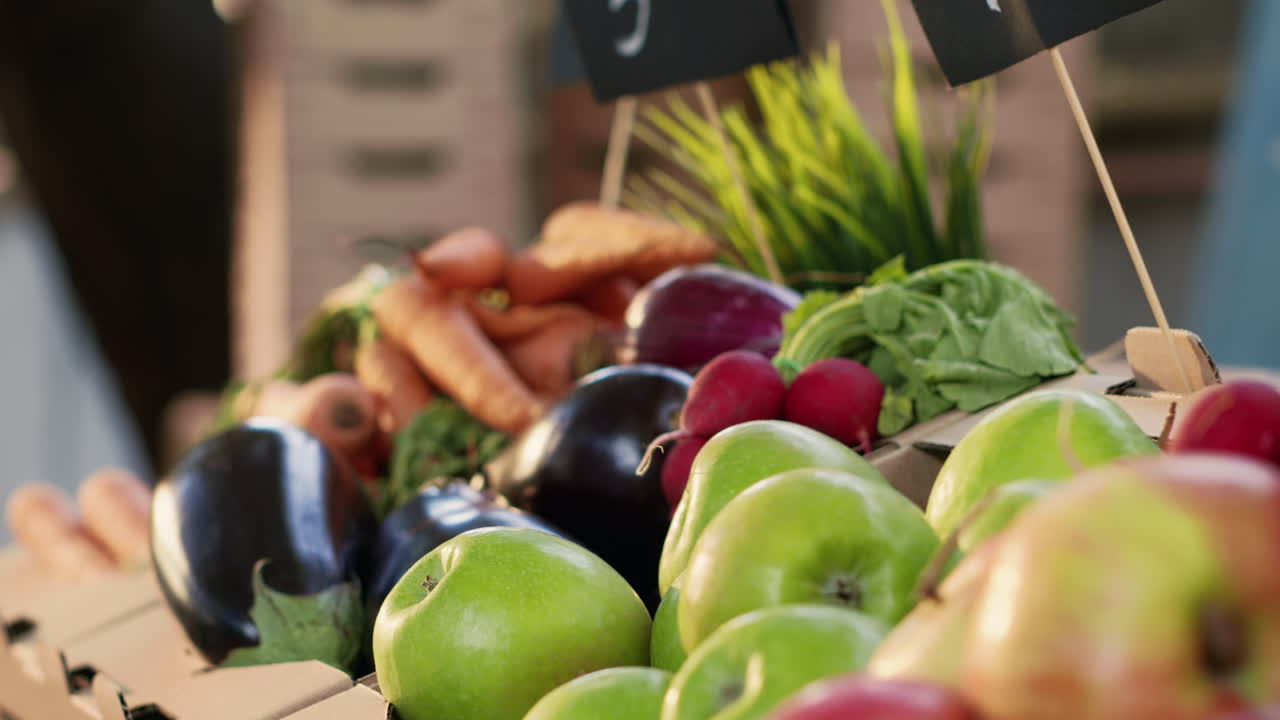 Fresh Vegetables and Fruits at a Farmers Market