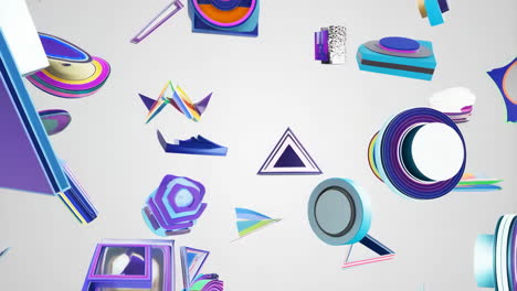 vibrant abstract geometric shapes floating on light background