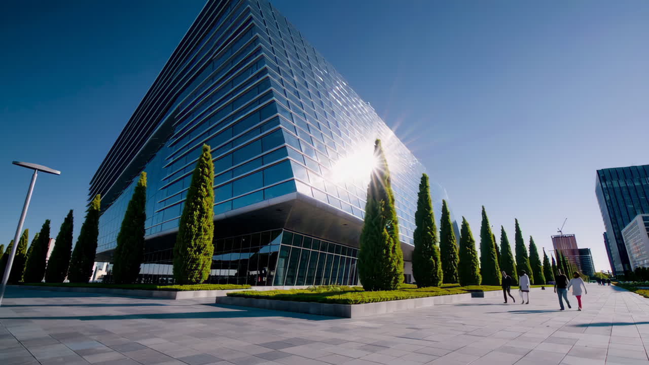 Modern Office Building in a City Plaza
