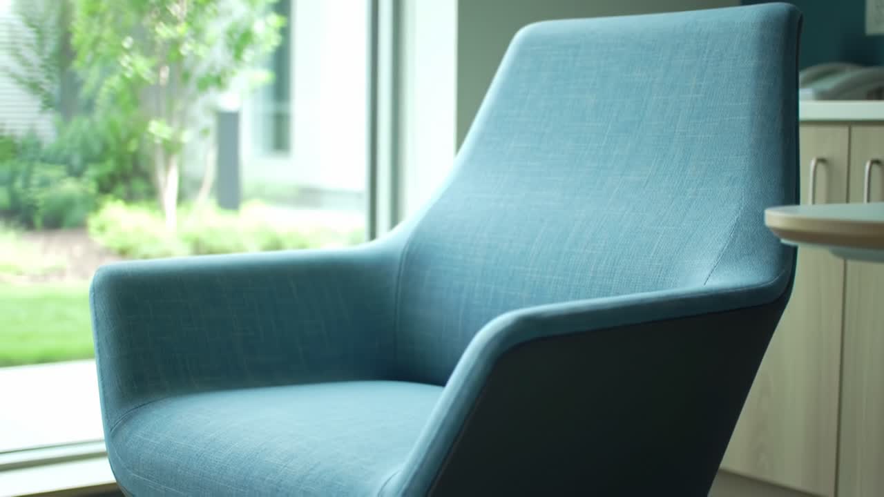 Elegant Modern Chair in a Bright Room with Natural Light, Showcasing Minimalist Design and Comfortable Seating for Relaxation and Leisure Activities