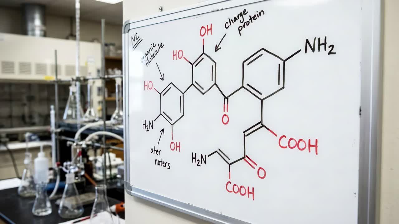 Chemical formula on a whiteboard