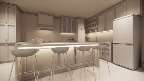 rendering 3d. casa interior espacio de vida abierto moderno con cocina. residencia de apartamento dúplex de estilo loft moderno. decoración del hogar diseño interior.