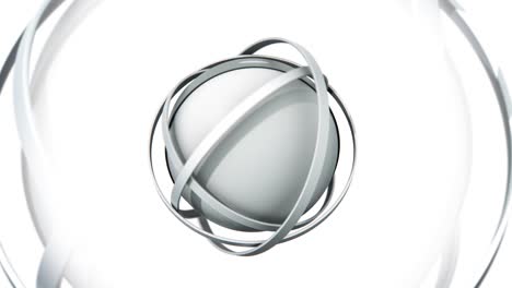 3d rings with sphere abstract rotation animation on white background