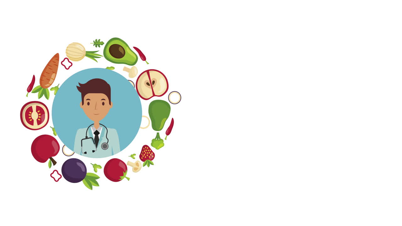 건강한 라이프 스타일 애니메이션을 가진 전문 의사