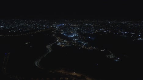 jerusalem city at night main entrance panorama, aerial view