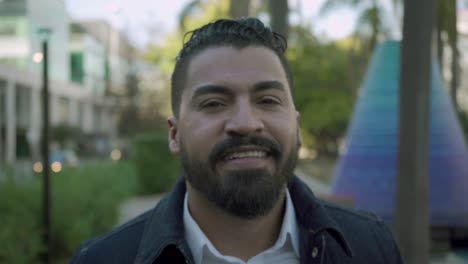 happy handsome man in virtual reality headset