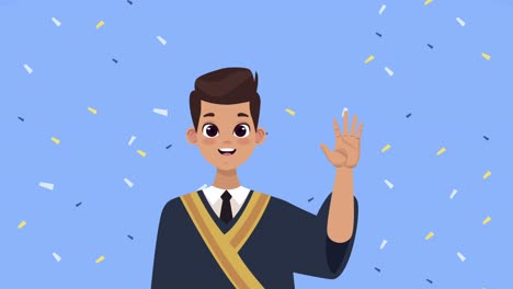 graduated boy celebrating character animation