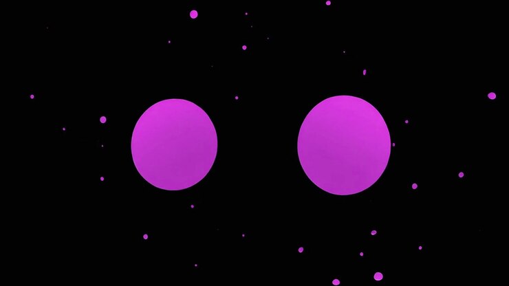 Schizzo di liquido viola astratto che si trasforma in due sfere.