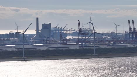 the euromax terminal situated within the port of rotterdam, netherlands - wide shot